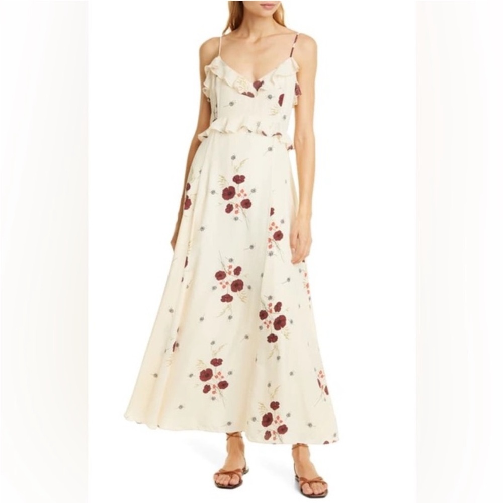 Joie Cassiel Maxi Floral Dress in Color Frappe Size 12
